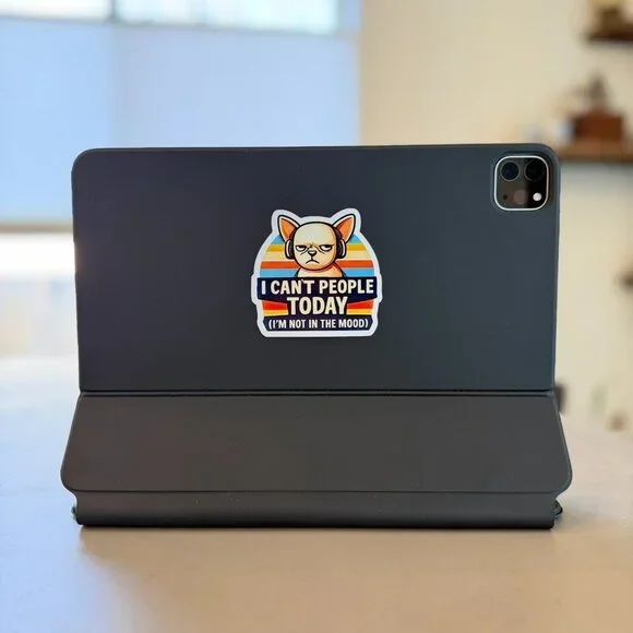 Set of 2 Funny Sarcastic Dog Vinyl Stickers “I Can’t People Today” - Picture 5 of 6